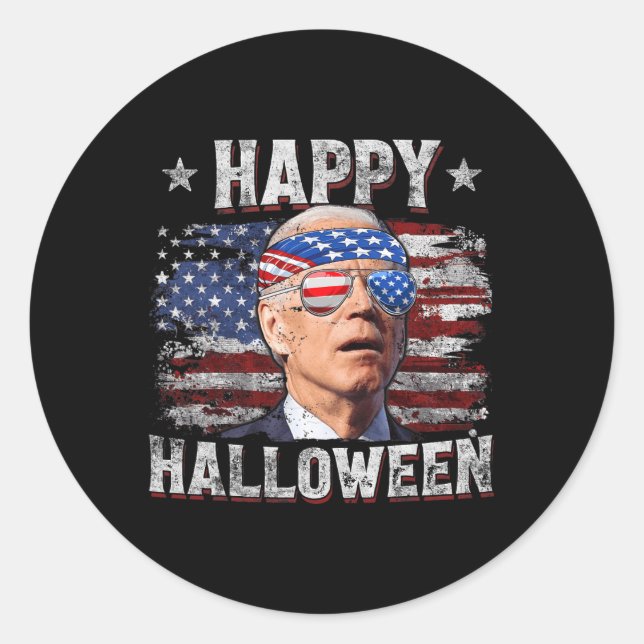 Adesivo Engraçado Joe Biden 4 De Julho Feliz Halloween Ame (Frente)
