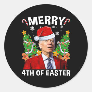 Adesivo Engraçado Joe Biden Natal Santa Hat Feliz 4th Of E