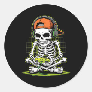 Adesivo Engraçado Jogos Esqueleto Halloween Skeleton Gamer