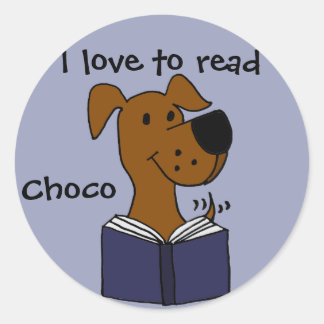 Adesivo Engraçado Labrador Retriever Lendo um Livro
