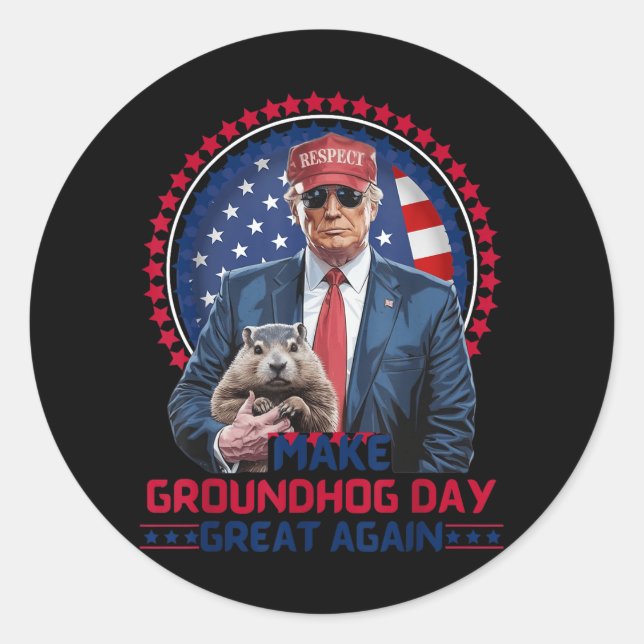 Adesivo Engraçado, Legal Trump Groundhog Torna o Dia do Gr (Frente)