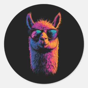 Adesivo Engraçado Llama com óculos escuros coloridos sem a