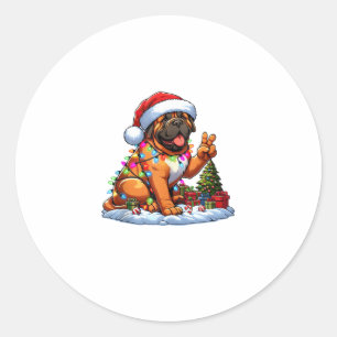 Adesivo Engraçado Mão de Paz Mastiff Luzes de Natal Mulher