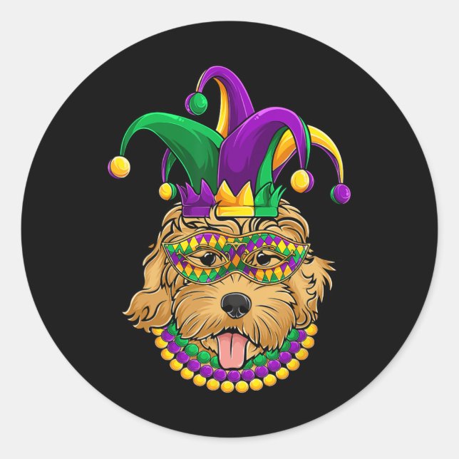 Adesivo Engraçado Mardi Gras Dog Roupa (Frente)