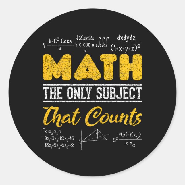 Adesivo Engraçado Matemática Do Geek De Matemática O Único (Frente)