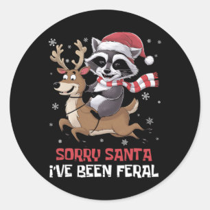 Adesivo Engraçado Meme de Natal Raccoon Desculpe Papais no