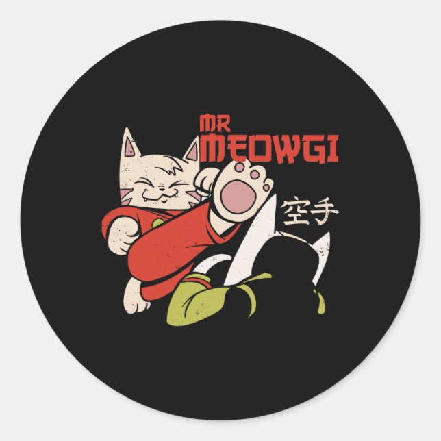 Adesivo Engraçado Meowgi Karate Cat Meow Design Men Women (Frente)
