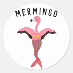 Adesivo Engraçado Mermingo Gráfico: Híbrido Flamingo-Serei