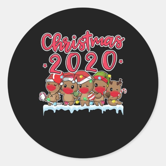Adesivo Engraçado Natal 2020 Otters Face Máscara Longa (Frente)