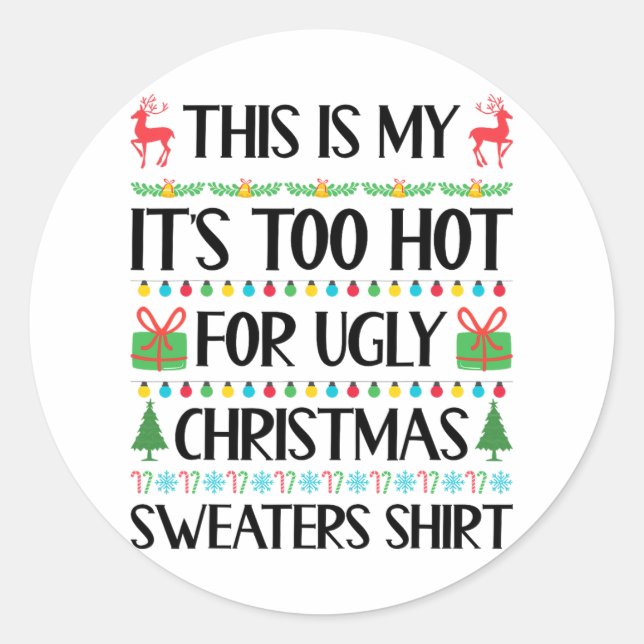 Adesivo Engraçado Natal Muito Feio Suados De Natal Mulhere (Frente)