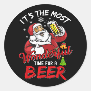 Adesivo Engraçado Natal Santa Claus Bebendo Beer Wonderfu