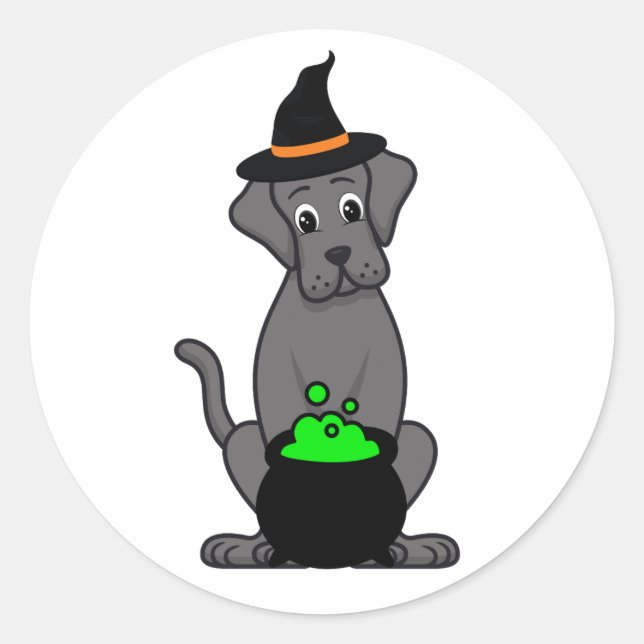 Adesivo Engraçado, o cachorro grande é uma bruxa (Frente)