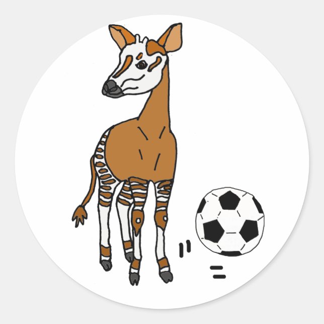 Adesivo Engraçado Okapi Tocando Cartografia De Futebol (Frente)