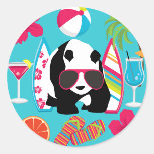 Adesivo Engraçado Panda Bear Beach Bum Óculos de sol Legal