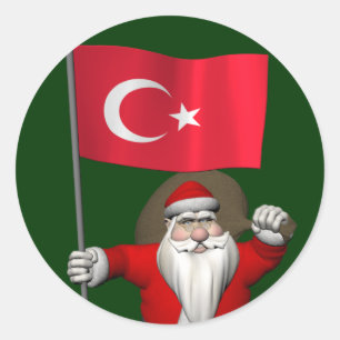 Adesivo Engraçado Papai Noel Com Bandeira Da Turquia