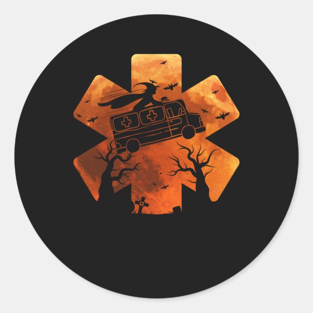 Adesivo Engraçado paramédico EMT Feiticeira do Halloween A (Frente)