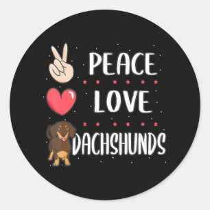 Adesivo Engraçado Paz Amor Dachshund Dog Pai Mãe