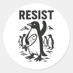 Adesivo Engraçado Penguin Resist Vintage Design