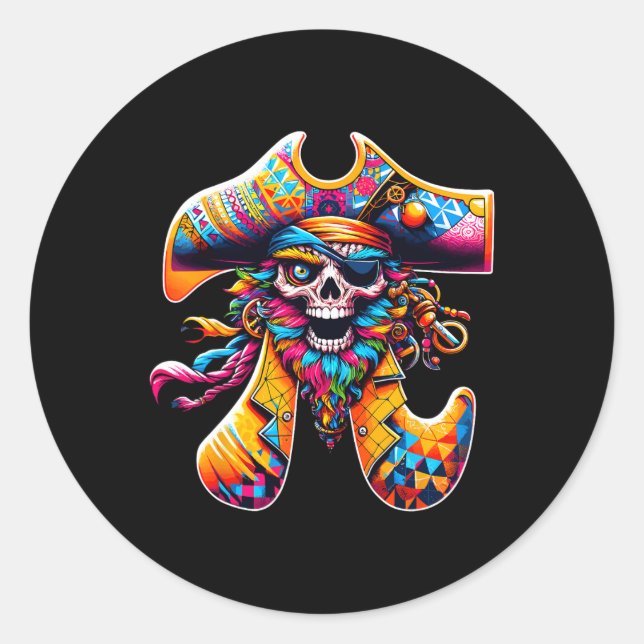 Adesivo Engraçado Pi Day Pirate Símbolo Math Colorir Matem (Frente)