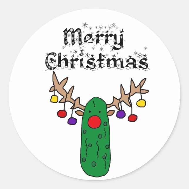 Adesivo Engraçado Pickle Reindeer Feliz Arte de Natal (Frente)