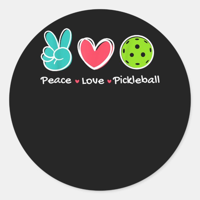Adesivo Engraçado Pickleball Court de Amor pela Paz Jogar  (Frente)