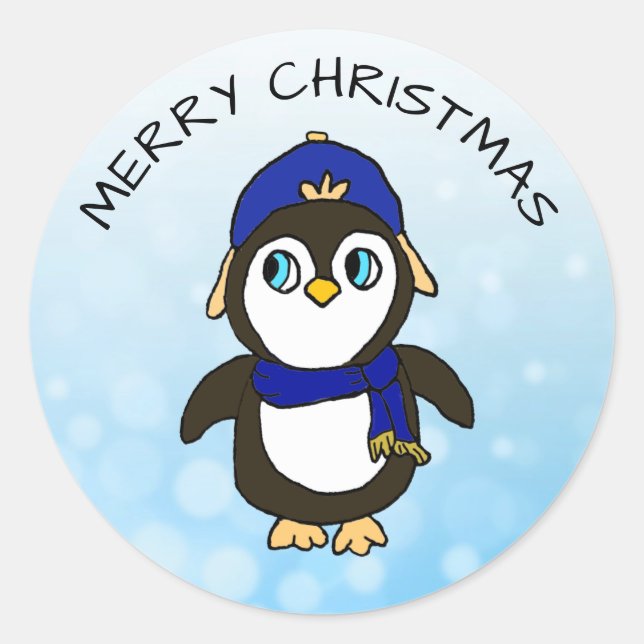 Adesivo Engraçado Pinguim no Natal (Frente)