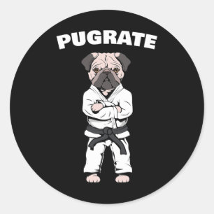Adesivo Engraçado Pug Karate Black Belt Amor Arte Marcial