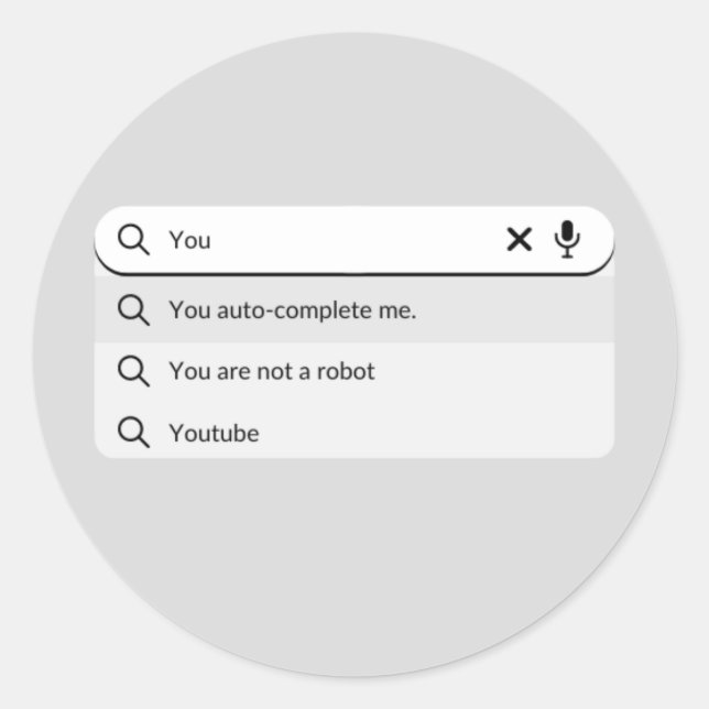 Adesivo Engraçado que você me auto-completou humor do dia  (Frente)