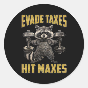 Adesivo Engraçado Raccoon Levantando Impostos De Evasão De