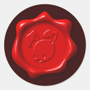 Adesivo Engraçado Red Faux Wax Seal Bunny