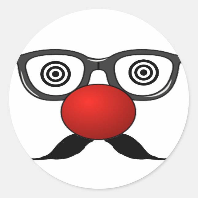 Adesivo Engraçado Red Nose Olhos estranhos bigode (Frente)