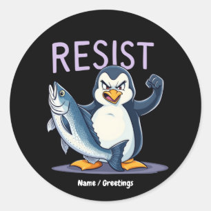 Adesivo Engraçado Resiste Pinguim Protesto Contra Tarifas