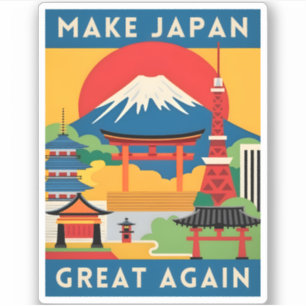 Adesivo Engraçado Retro Viagem do Japão — Humor turístico