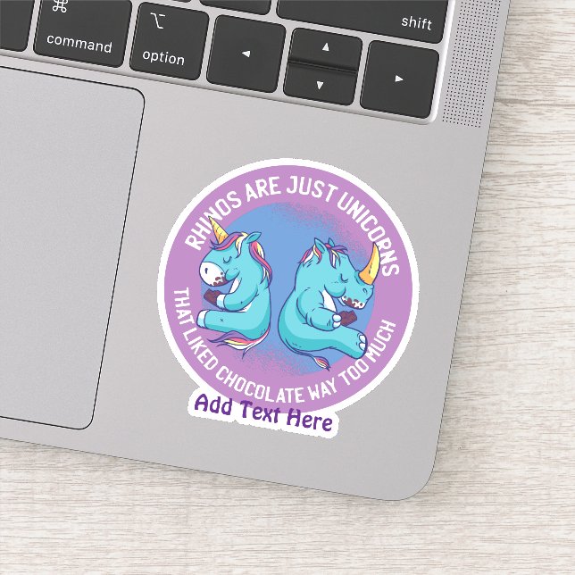 Adesivo Engraçado Rhino é FAT Unicórnio Adora Bonito de Ch (Detalhe)