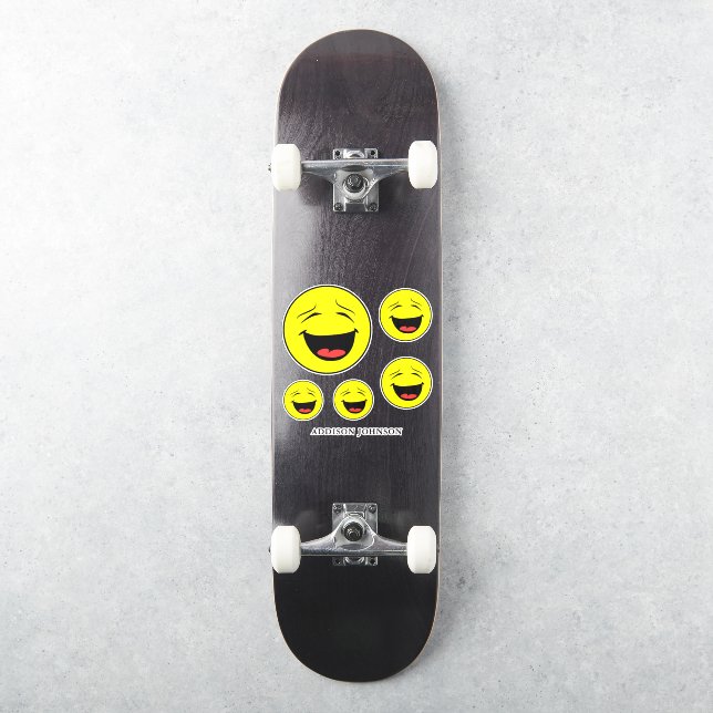 Adesivo Engraçado Rindo Emoji Yellow Faces Add Name 8" (Skate)