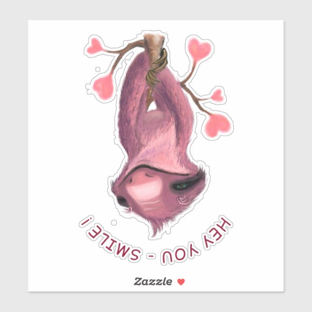 Adesivo Engraçado Romântico Sloth Smile Sticker (Folha)