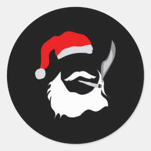Adesivo Engraçado Rosto Santa Cláusula Fumante Natal