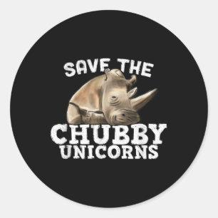Adesivo Engraçado Salvar Os Unicórnios Chubby - Gordura Ri