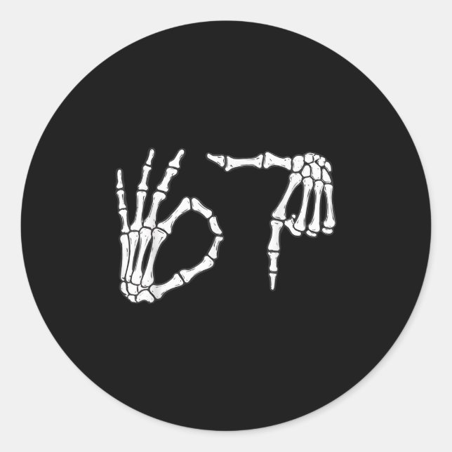 Adesivo Engraçado Seis Sete 6 7 Meme 67 Skeleton Hallowee (Frente)