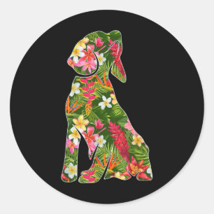 Adesivo Engraçado Silhouette De Beagle Dog Hawaiian Floral