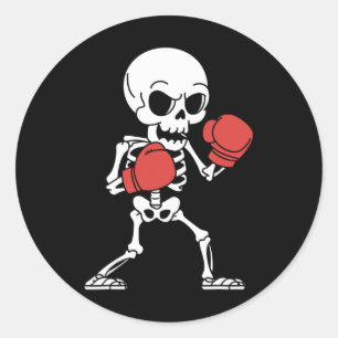 Adesivo Engraçado Skeleton Boxing Amantes do Dia das Bruxa
