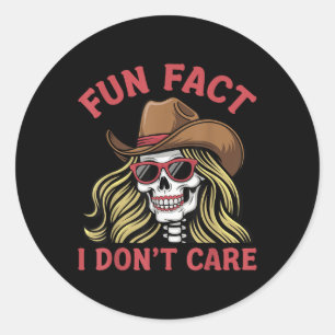 Adesivo Engraçado Skeleton Cowgirl Com Sungs Fato Divertid