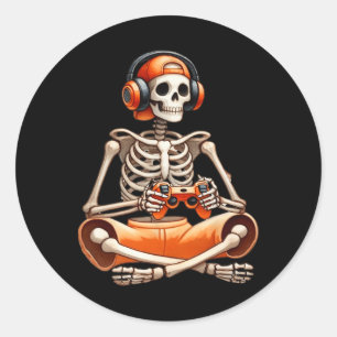 Adesivo Engraçado Skeleton Vídeo Jogo Halloween Jogador B