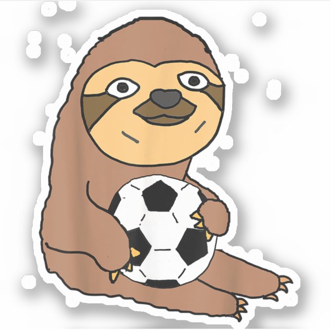 Adesivo Engraçado Sloth Jogando Futebol (Frente)