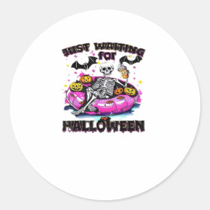 Adesivo Engraçado Só Esperando Pelo Esqueleto de Halloween