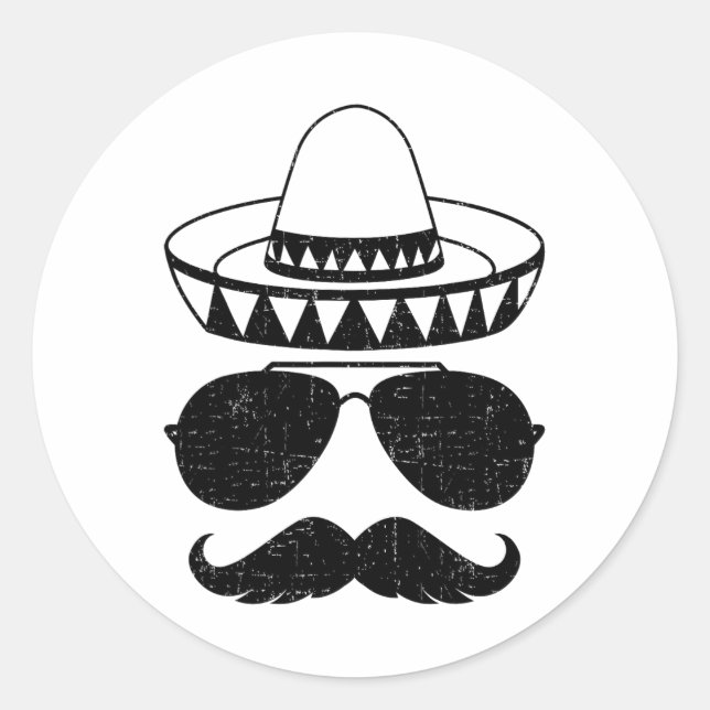 Adesivo Engraçado Sombrero Face Com bigode Para Cinc Mexic (Frente)