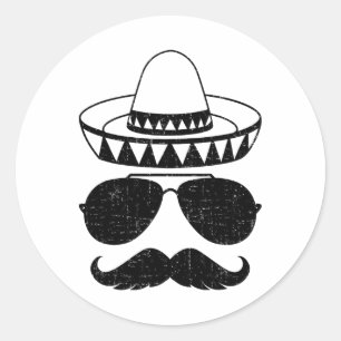 Adesivo Engraçado Sombrero Face Com bigode Para Cinc Mexic