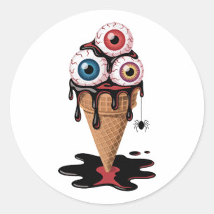 Adesivo Engraçado Sorvete de Olhal Cone Halloween Spooky