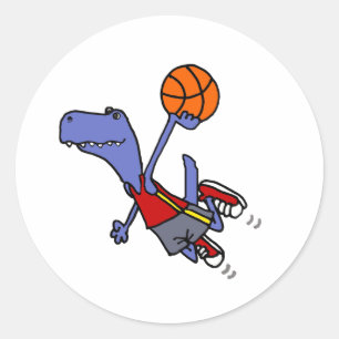 Adesivo Engraçado T-rex Dinossauro Jogando Basquete