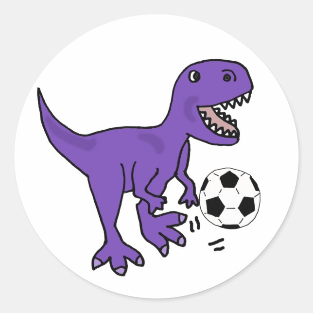 Adesivo Engraçado T-rex Dinossauro Jogando Futebol (Frente)